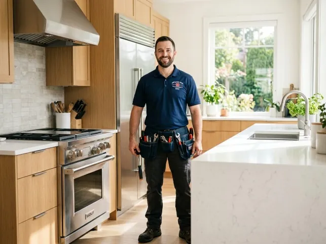 Appliance Repair Hero technician in a Aguanga, CA kitchen after an appliance repair